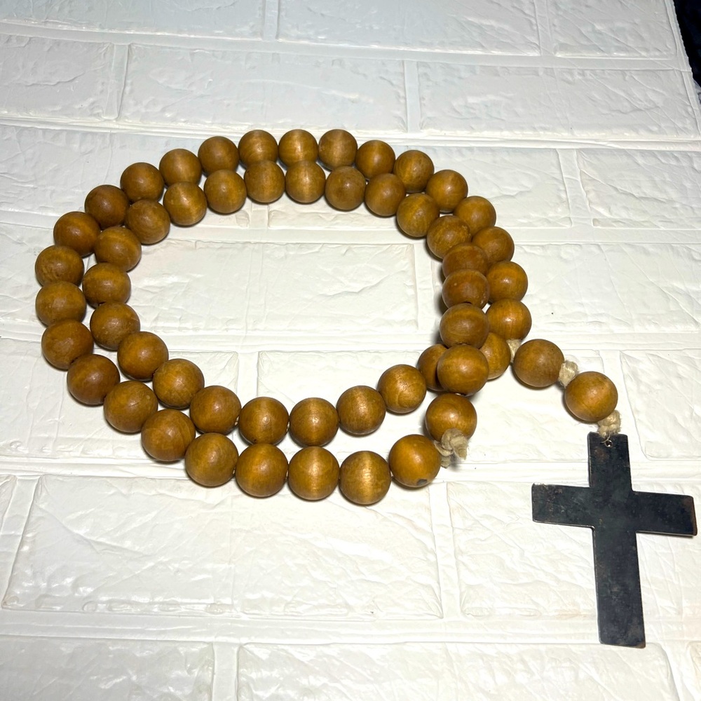Large 1” wooden rosary home decor 32” beads